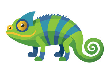 Chameleon animal flat vector illustration on white background. 