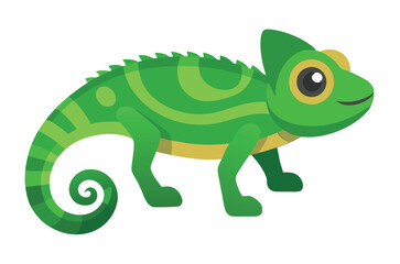 Chameleon animal flat vector illustration on white background. 