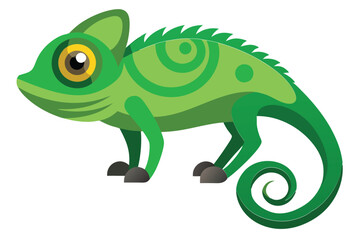 Chameleon animal flat vector illustration on white background. 