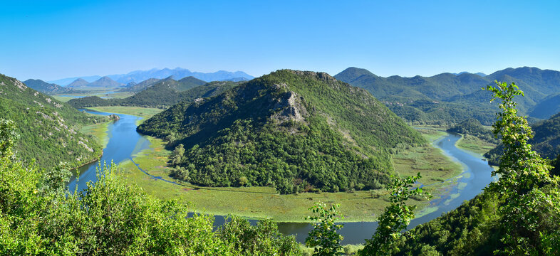 Beautiful river bend landschape at Skadar Lake National Park, Montenegro