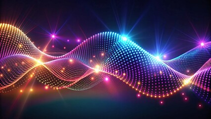 Abstract Digital Wave with Dotted Lines and Glowing Lights - Perfect for Technology, Backgrounds, and Design Projects