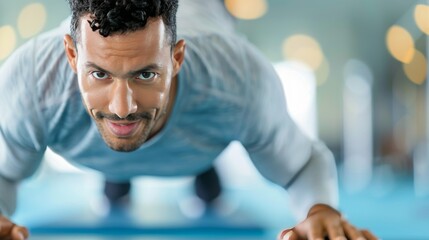 Focused Athlete Training During Core Workout Session at Fitness Center