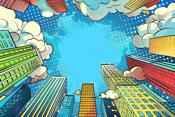 Vibrant and Action-Packed Comic Scene Background