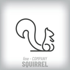 Fototapeta premium Unique linear squirrel design logo. Creative animal, company icon template. vector 
