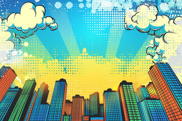 Vibrant and Action-Packed Comic Scene Background