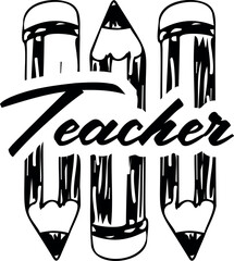 Teacher vector illustration. Teacher lettering design.
