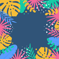Design of a summer background with tropical leaves. Vector illustration