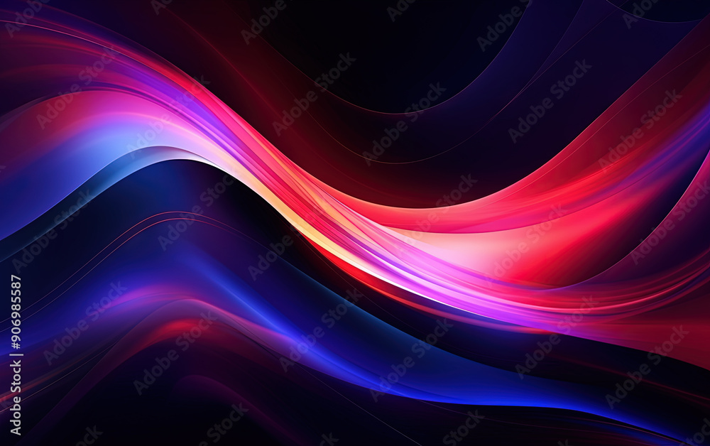 Poster Vibrant abstract blue and red waveform with fluid motion and colorful gradients.