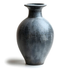 Grey ceramic vase isolated on white background