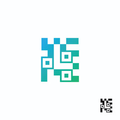 Letter L creative technological modern data pixel QR Code logo