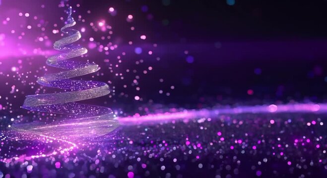 Christmas background with a Christmas tree and twinkling stars. New Year's Eve celebration.