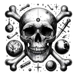 Skull and Crossbones with Surrounding Elements