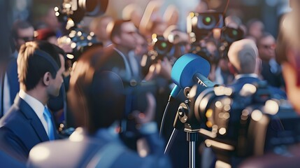 Press Conference with Crowd of Journalists