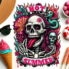 Skull Summer Illustration