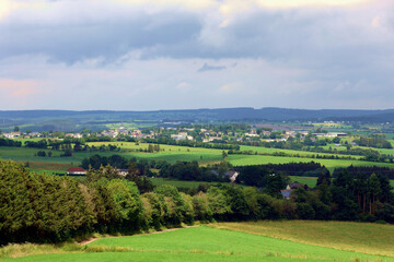Obraz premium Waldweg und Funkturm in der Nähe des 