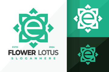 Letter E Flower Leaf Logo design vector symbol icon illustration