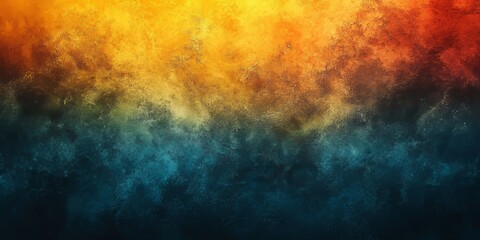 Obraz premium Abstract teal orange yellow black grainy color gradient background noise texture effect, Generative AI