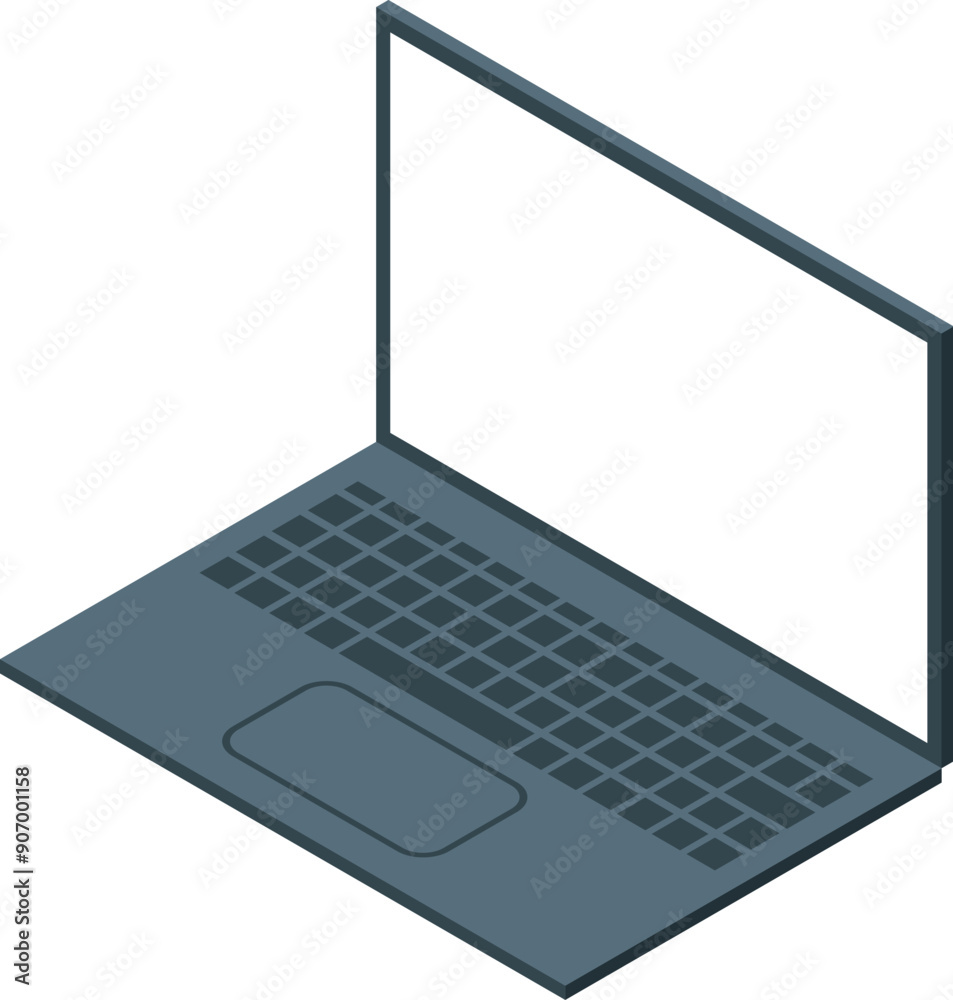 Poster modern laptop is open and displaying a blank screen, perfect for adding your own content