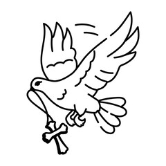 Peace bird icon in doodle style
