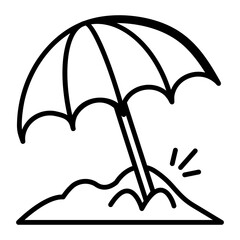Doodle style icon of beach umbrella 