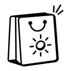 Doodle style icon of summer shopping bag 