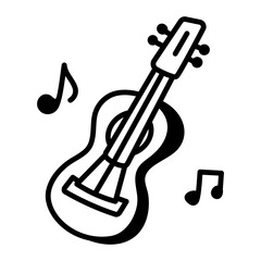 A hand drawn style icon of guitar music 