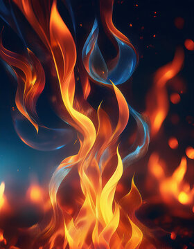 Fire flames on dark background. Abstract fire background. Vector illustration. for your website, application or presentation.