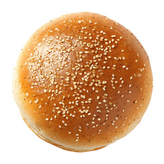 Top view of hamburger bun, isolated on white background