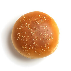 Top view of hamburger bun, isolated on white background