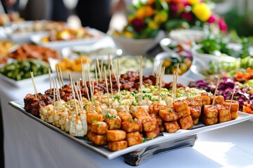 A Platter of Savory and Sweet Tofu Bites with Toppings