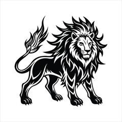 Lion of fire black vector