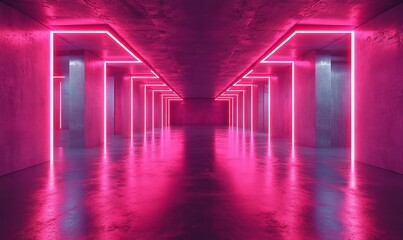 Fototapeta premium 3d render of abstract futuristic architecture with concrete floor, Generative AI