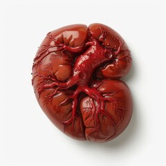Medium shot of kidney, isolated on a white background, bright and vivid tonality 