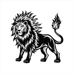 Lion of fire black vector