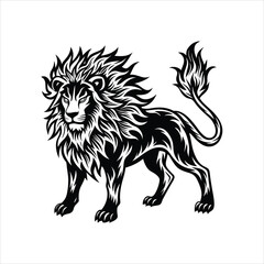 Lion of fire black vector