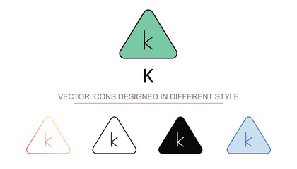 K icon design with white background stock illustration