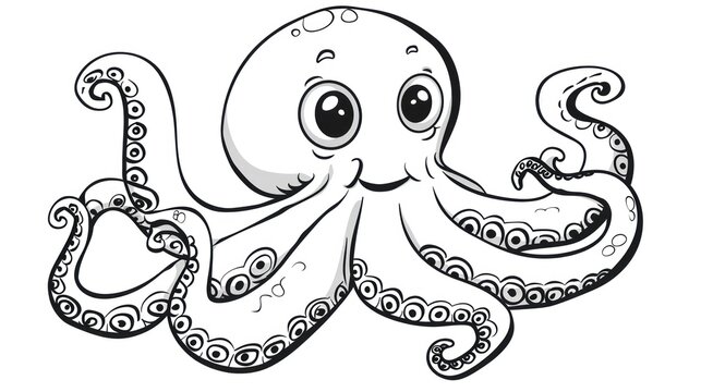 recommend clip art: A Cartoon Octopus with Big Eyes and Eight Tentacles