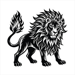 Lion of fire black vector