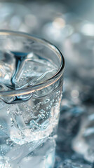 Chilled Ice Water with Condensation on the Glass