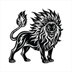 Lion of fire black vector