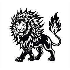 Lion of fire black vector