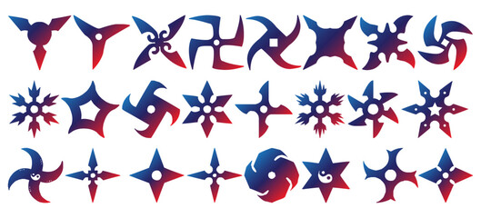 Ninja equipment icon set. Shuriken icon collection