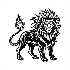 Lion of fire black vector