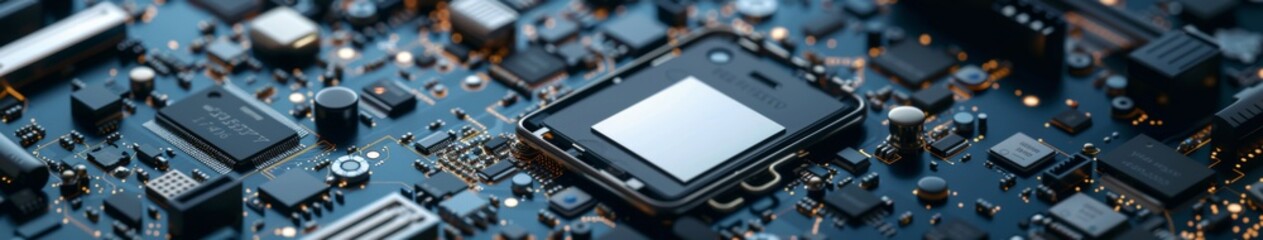 Innovative Smartphone Repair Service Illustration: A Disassembled Phone Transformed into Abstract Art Highlighting the CPU and Motherboard, Emblematic of Modern Technology's Inner 