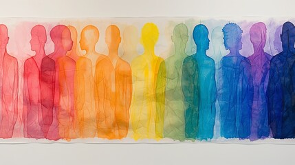 Colorful Paper Figures Art - Creative Group Silhouette on Display
