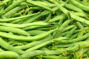 fond d'haricots verts crus, en gros plan
