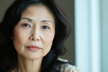 Serious mature asian woman portrait 