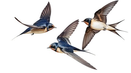 Three Swallows in Flight