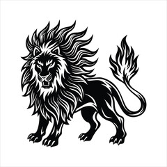 Lion of fire black vector