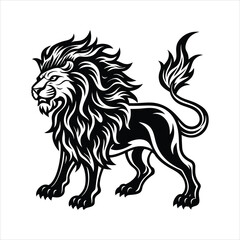 Lion of fire black vector